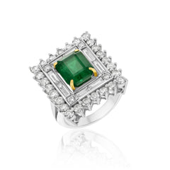 Diamond and Emerald Ring in 22K Gold