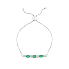 Emerald Diamond Necklace - Adjustable - 18K White Gold