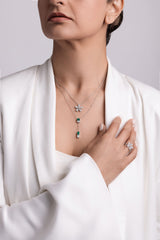 Emerald Diamond Pendant Necklace - 18K White Gold