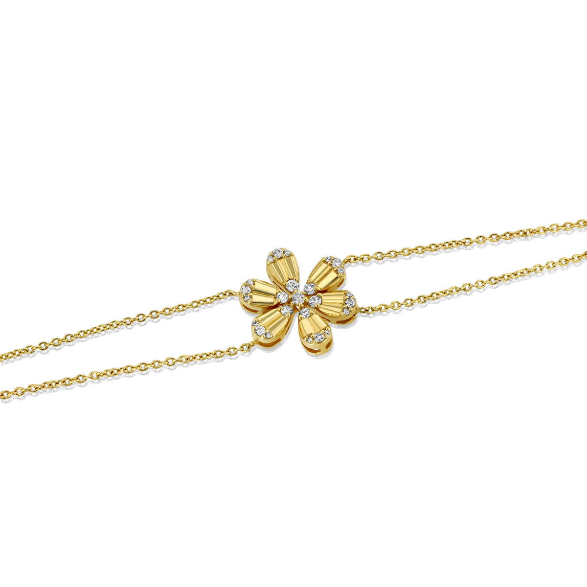 Flower Diamond Bracelet - 18K Yellow Gold