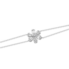 Diamond Flower Bracelet - 18K White Gold