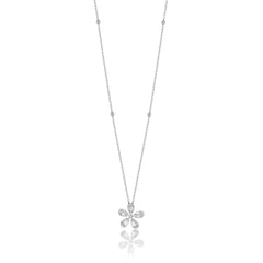 Flower Pendant Necklace - 18K White Gold