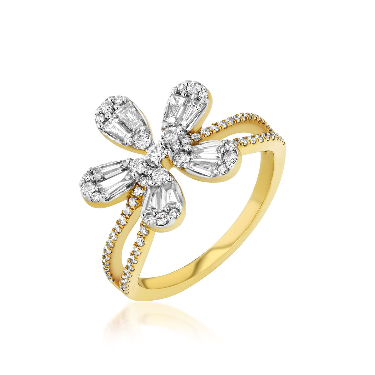 Single Flower Ring - 18K Yellow Gold