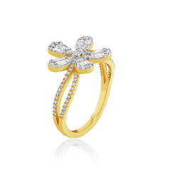 Single Flower Ring - 18K Yellow Gold