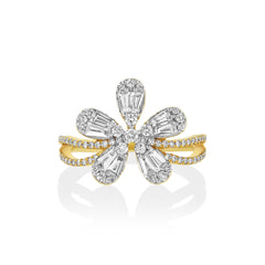 Single Flower Ring - 18K Yellow Gold