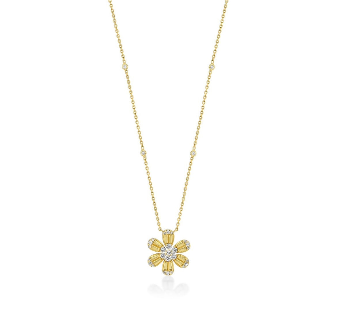 Gold flower Pendant with Diamonds