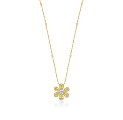 Gold flower Pendant with Diamonds