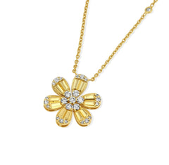 Gold flower Pendant with Diamonds