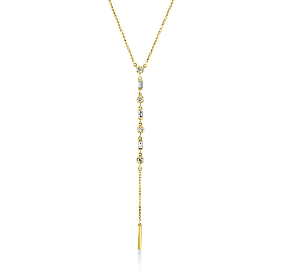 Baguette and Round Diamond necklace