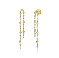Baguette and round diamond earrings