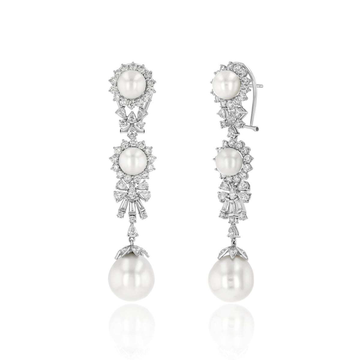 Pearl and Diamond Earrings in 22K Gold